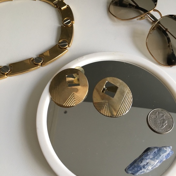 Gold suble geometric gold earrings - Picture 2 of 3